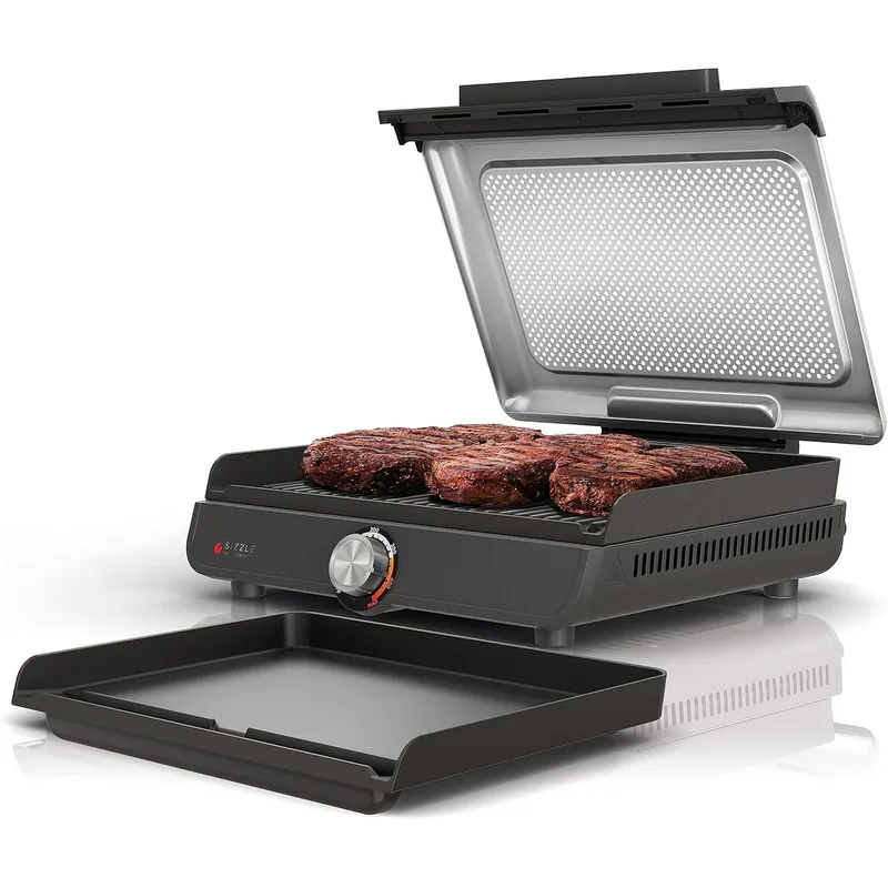 Electric Griddle Pancake - Ninja グリドルと屋内グリル、14インチ、電気グリル、ステーキ、ハンバーガー、サーモン、野菜などに最適、パンケーキグリドル、