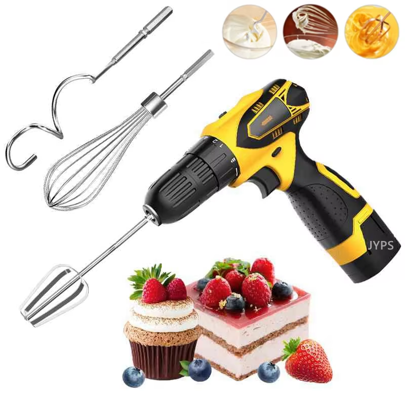Hand Mixer Electric - ステンレス鋼の卵ビーター泡立て器ハンドミキサー、ドリル電動ミキサーに適しています、クリーム生地泡立て器ミキサー、ベーキングキッチンアクセサリー