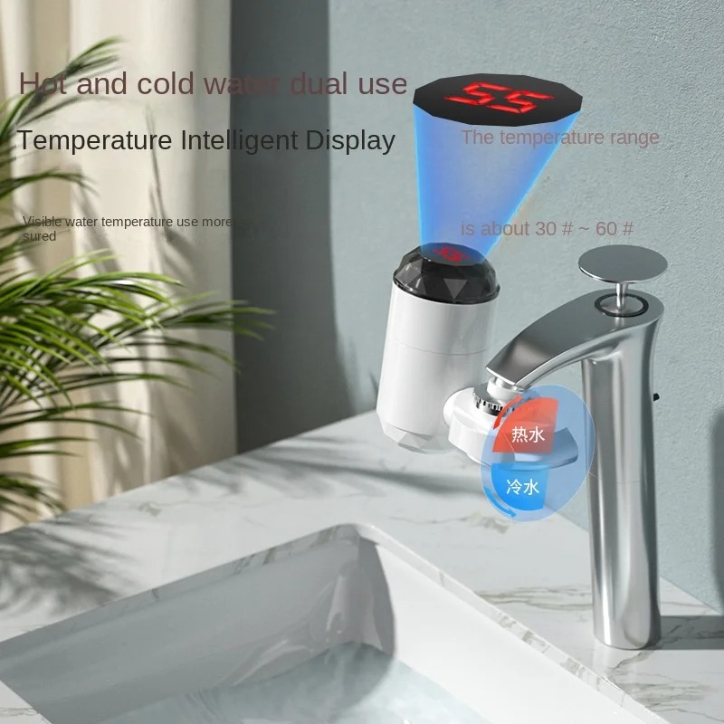 Kitchen Appliances And Utensils - 3000Wインスタント温水ヒーター蛇口、温度表示付きタンクレス、キッチンシンク用温冷混合水栓