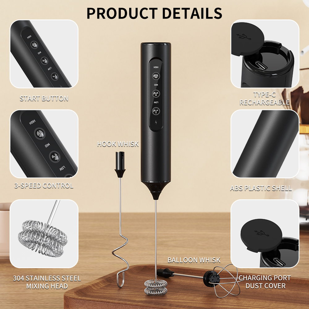 3 in 1 電動ハンドミルクフォーマー、3段階速度調整、ミ - Hand Mixer Electric のレビューと価格