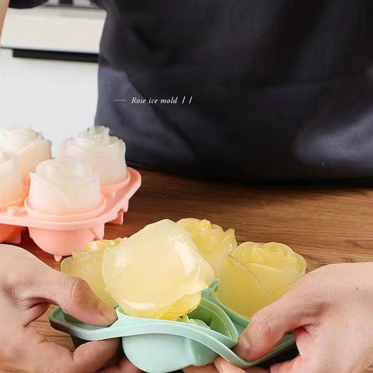 3D ローズアイスモールド 4 穴アイスキューブトレイ型花の - Kitchen Appliances And Utensils のレビューと価格