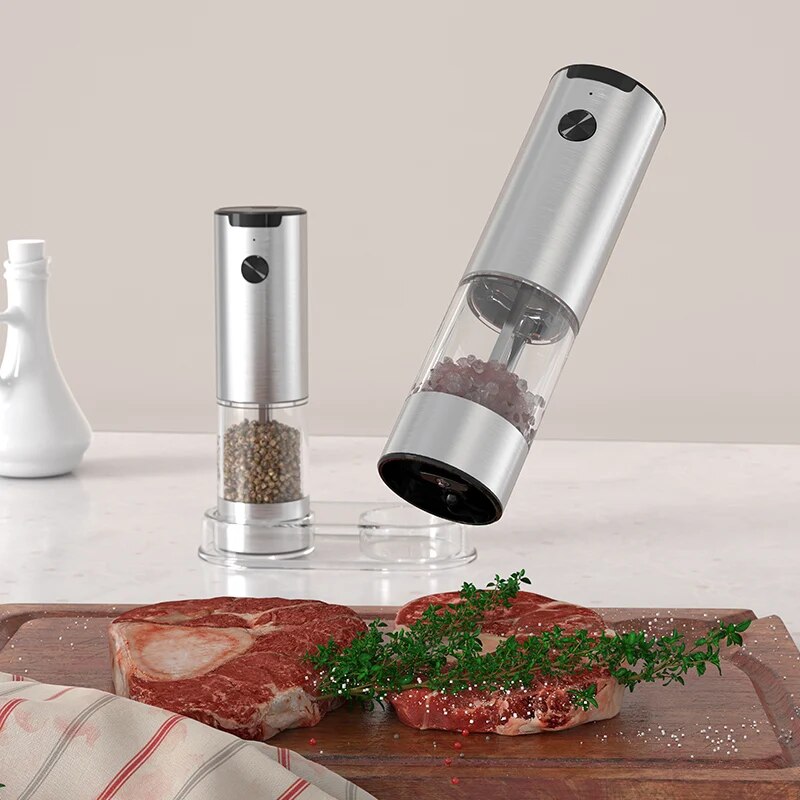 電気自動ペッパーアンドソルトグラインダー、LEDライト、調整 - Kitchen Appliances And Utensils のレビューと価格